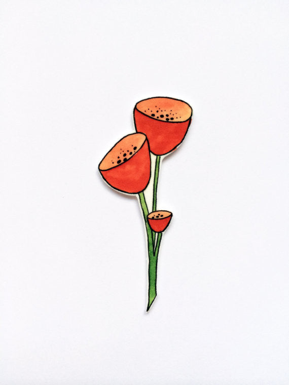 Poppin poppies - abstract floral brooch